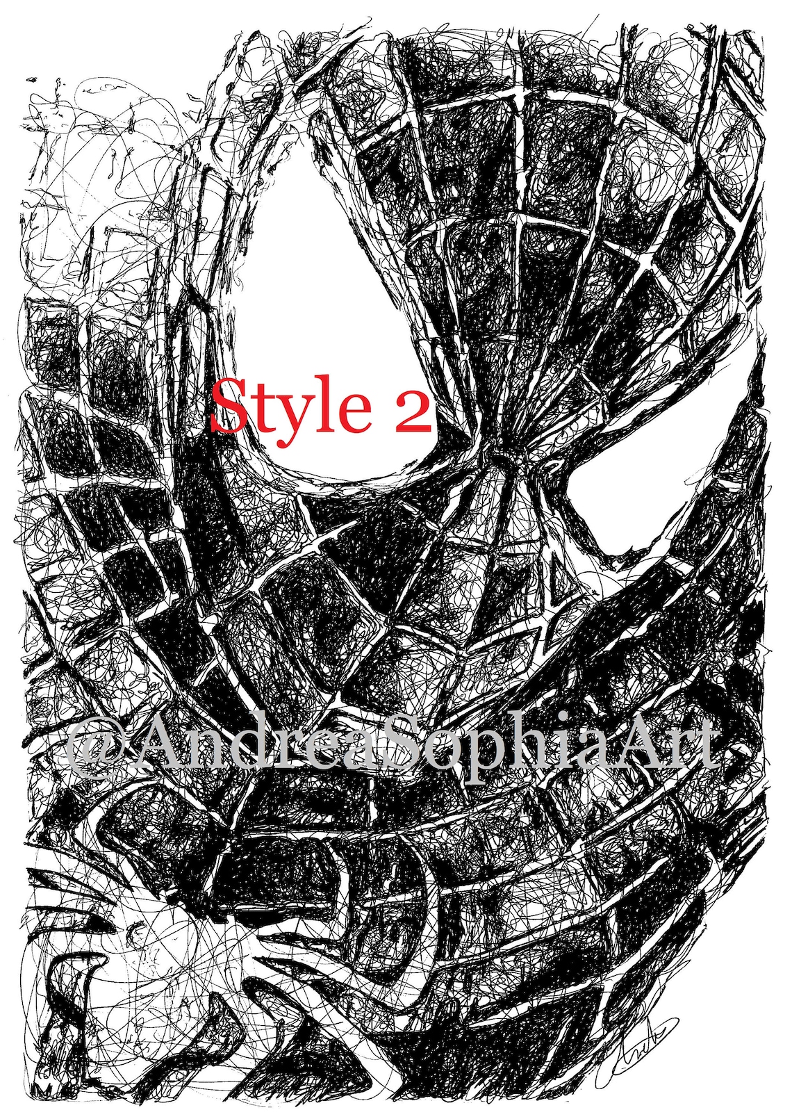 SpiderMan Noir et Blanc A4 Scribble Sketch Art Print / 3 Etsy