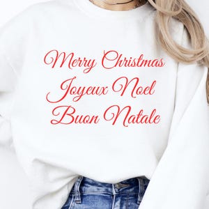 Merry Christmas, Joyeux Noel Crewneck Sweatshirt, Christmas Slogan Sweater, Matching Family Sweatshirts, Happy Christmas Sweater