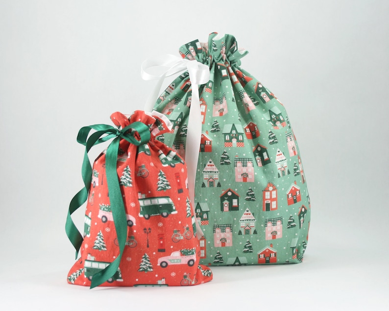 Festive Christmas Fabric Gift Bags Add Extra Holiday Charm To Your Gifts