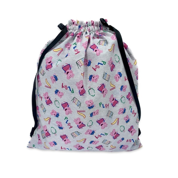 Peppa Pig Fabric Gift Bag, Drawstring Backpack, Reusable, Eco Friendly Gift Wrap