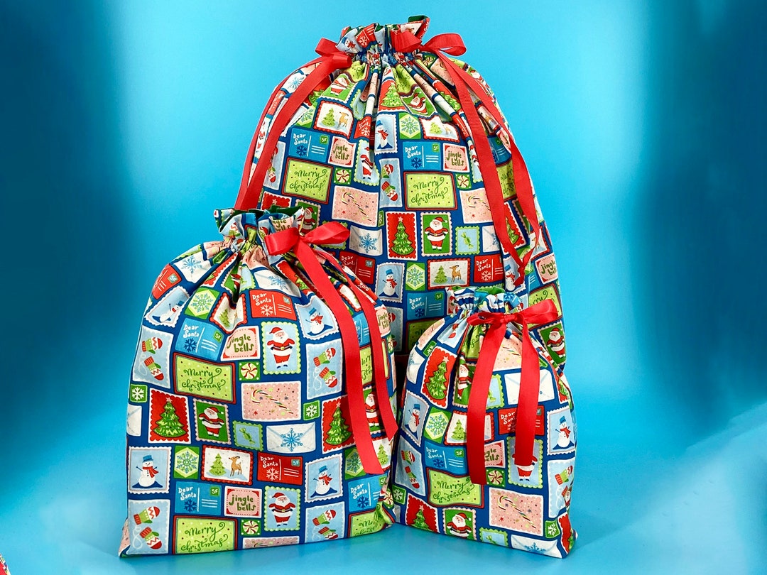 Christmas Fabric Gift Bags, Large, Medium, Small, Christmas Wrapping