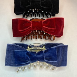Velvet Bow Jaw Clip, Hair Bow Accessory, Velvet Hair Bow