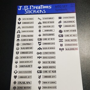 Magic The Gathering Set Symbole Sticker Sheet 2015 2021 Etsy