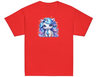 キラキラ輝くユニコーンTシャツ：女の子のバースデーTシャツ、マジカルスターダストデザイン