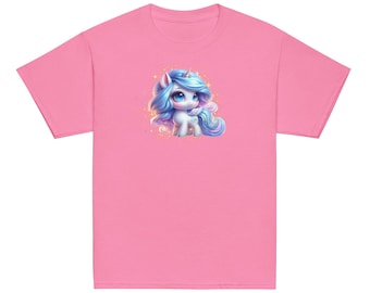 キラキラ輝くユニコーンTシャツ：女の子のバースデーTシャツ、マジカルスターダストデザイン