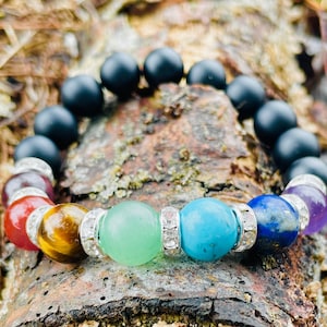 Pulsera de piedras preciosas de 7 chakras para mujer