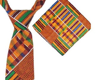 Kinte kente African print Black history Tie and Hanky set