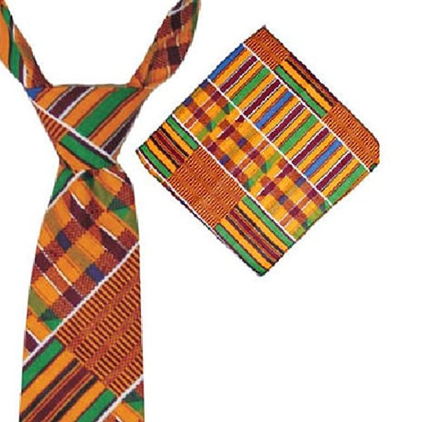 Kinte kente African print Black history Tie and Hanky set