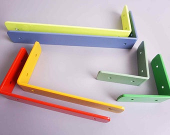 Heavy Duty Shelf Brackets / Colourful Shelving Bracket Industrial Rustic Iron Steel Handmade in the UK