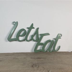 Lets Eat Steel Metal Hanging Sign | Wall Art for Dining Room | Farmhouse Kitchen Food Decor | Colourful Let&#39;s Eat Dinner Sign