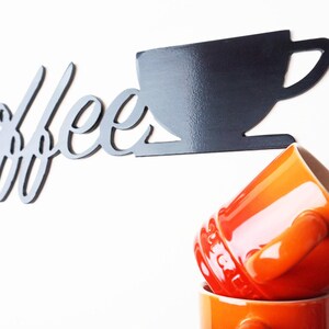 Metal Coffee Bar Sign, Black 3mm Steel, Modern Kitchen Wall Art, UK Made