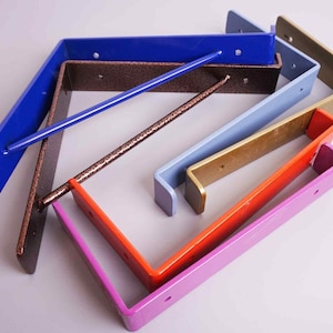 Rustic Shelf Brackets Scaffold Board Heavy Duty 225mm Industrial Colourful Steel Metal Handmade in the UK