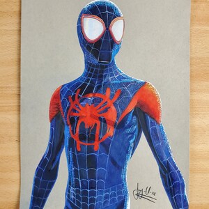 Spider Man Miles Morales Classic Suit Dessin Crayon Couleur Etsy