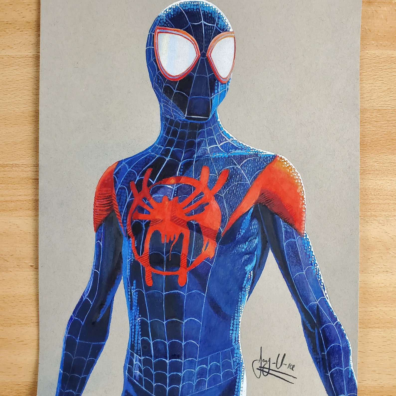 Spider Man Miles Morales Dessin Au Crayon De Couleur Into The Spider spider-man-miles-morales-dessin-au-crayon-de-couleur-into-the-spider