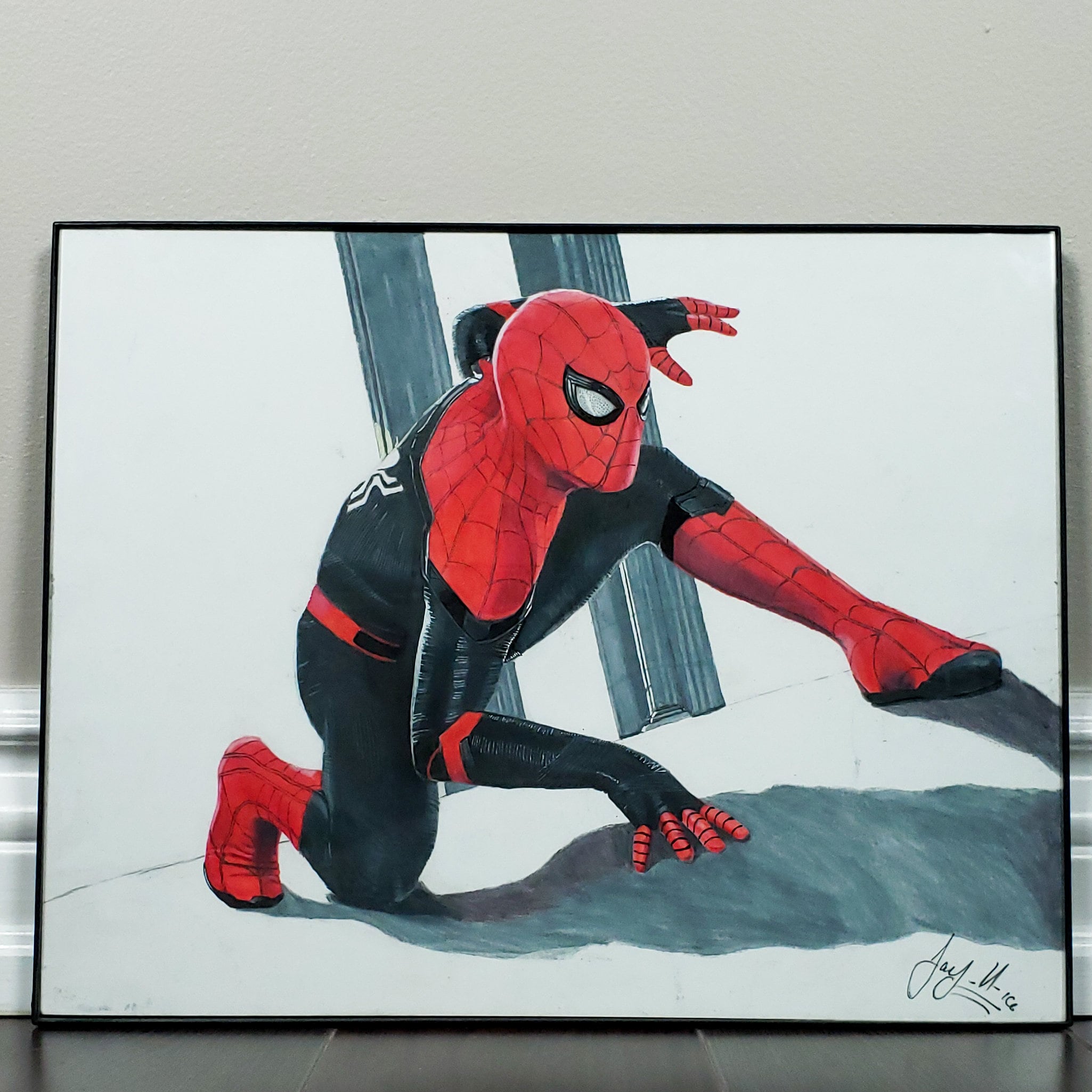 Spider-man Far from Home Traje Dibujo a lápiz de color - Etsy España