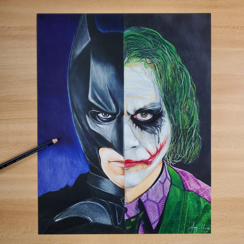 The Joker heath Ledger & the Batman christian Bale Split | Etsy