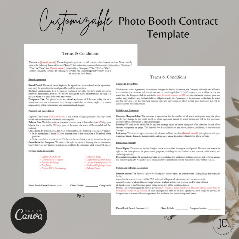 Editable Photo Booth Contract Template Customizable Rental Agreement Editable Photo Booth Contract Template Customizable Rental Agreement