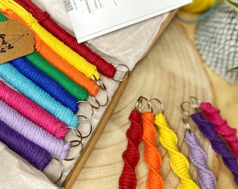 DIY Craft Kit Rainbow 9 Macrame Keychains Gift