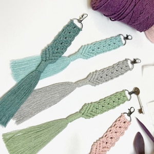 Beginners Macrame Keychain DIY Kit - Coloured Cotton