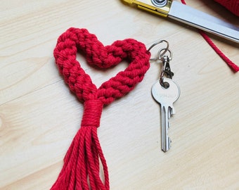 Macrame Heart Shaped Keychain