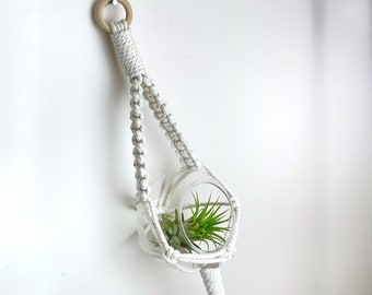 PDF and Video Macrame Air Plant Hanger Pattern Tutorial - Unique Two Arm Design 4/5mm cotton cord