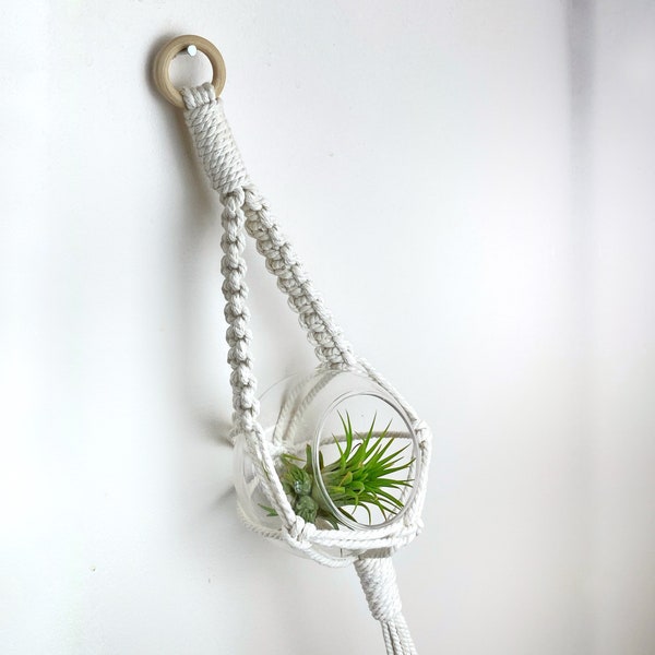 PDF and Video Macrame Air Plant Hanger Pattern Tutorial - Unique Two Arm Design 4/5mm cotton cord