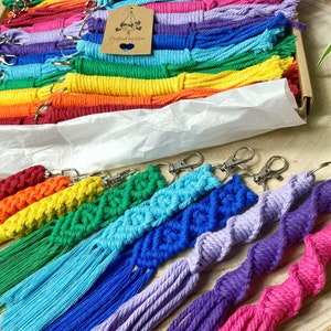 9 Pack of DIY Macrame Diamond Keychains Rainbow Colours image 10