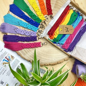 9 Pack of DIY Macrame Diamond Keychains Rainbow Colours image 7