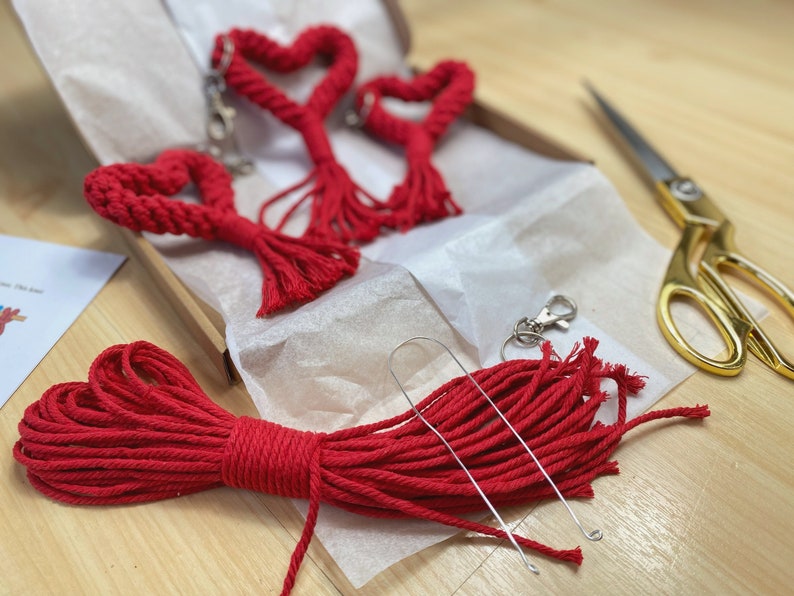 Macrame Heart PDF Pattern Easy Valentines keychain tutorial image 4