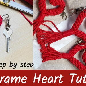 Macrame Heart PDF Pattern Easy Valentines keychain tutorial image 10