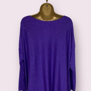 Purple Lightweight Knitted Jumper Sweater Wool Mix Plus One Size 14-20 Made in Italy Round Neckline Boho Lagenlook Gift For Her Winter image 7