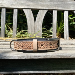 Personalized Leather Dog Collar, Luxury Collar, Handcrafted Quality Herman Oak Leather, Geometric Steel Stamps, Padded , Hand tooled,