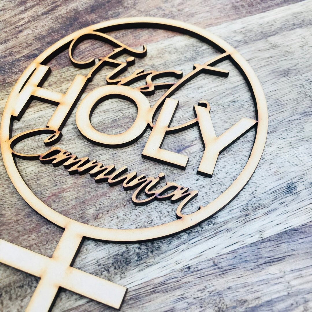 Timber First Holy Communion Cake Topper Communion cake topper Etsy