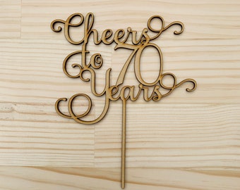CLEARANCE 1 ONLY Cheers to 70 years Cake Topper Ready to ship express post available
