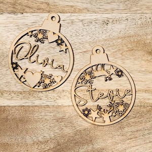 Timber Personalised Christmas Bauble For Crafts And Decoration  Laser Cut  Christmas Decoration  Personalised Gift  Christmas Gift Wooden