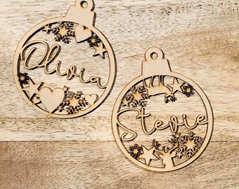 Timber Personalised Christmas Bauble For Crafts And Decoration  Laser Cut  Christmas Decoration  Personalised Gift  Christmas Gift Wooden