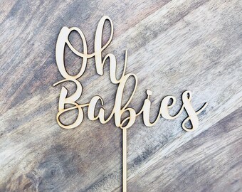 Oh Babies Cake Topper Cake Baby Shower Cake Topper Shower Cake Decoration Baby Shower Topper Oh Baby Cake Shower Cake Twin babies SPMG