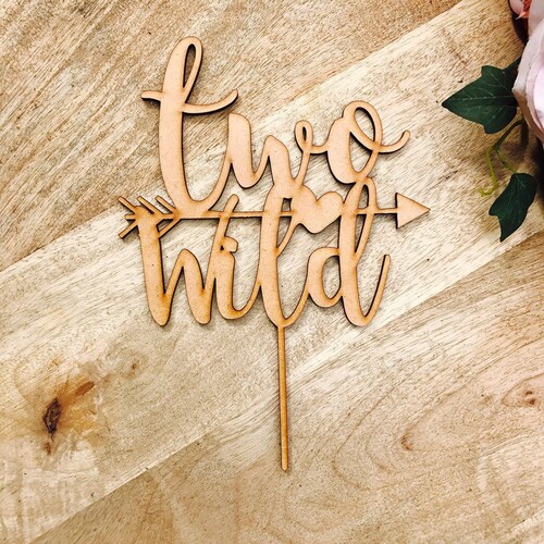 MRAPPY Two Wild Flower Cake Topper – Rustic Wood Decoration For 2nd Birthday Cakes & Photo Props - View #9