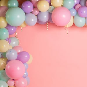 Pastel Balloon Garland Background Pink Digital Backdrop Birthday Party Child Photography Balloon Arch Photoshop Overlays Photo Background