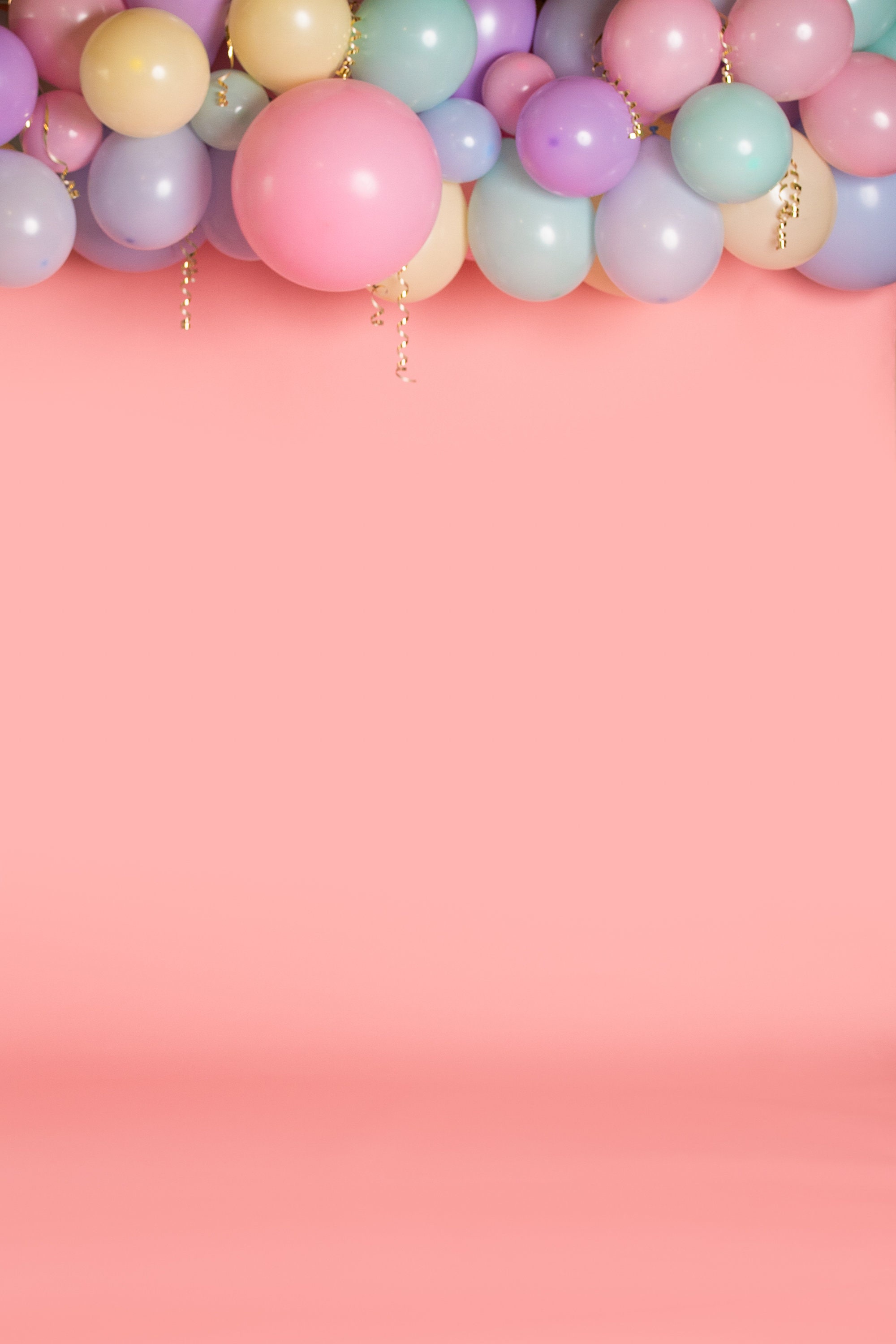 Pastel Balloon Garland Background Pink Digital Backdrop Birthday Party