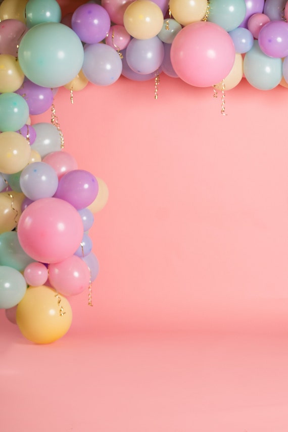 Pastel Balloon Garland Background Pink Background Birthday Etsy