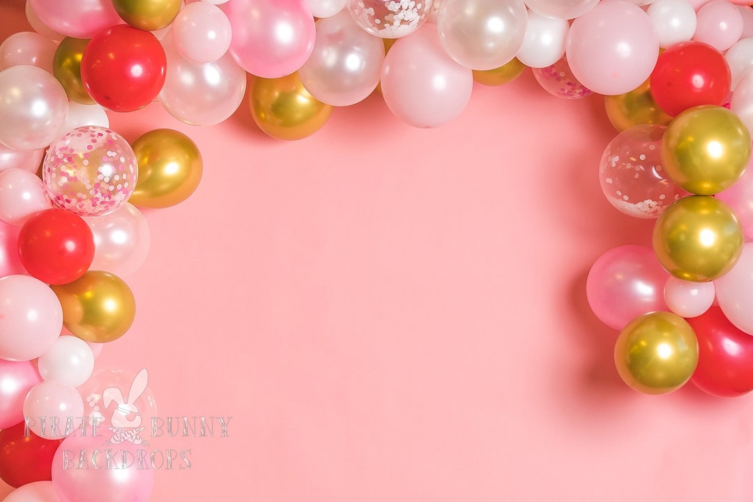 Pink and Gold Balloon Digital Background, Balloon Arch Background
