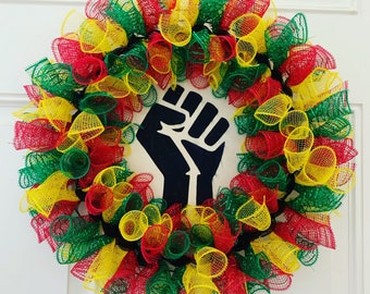 Power Fist BLM Red Green Yellow Wreath