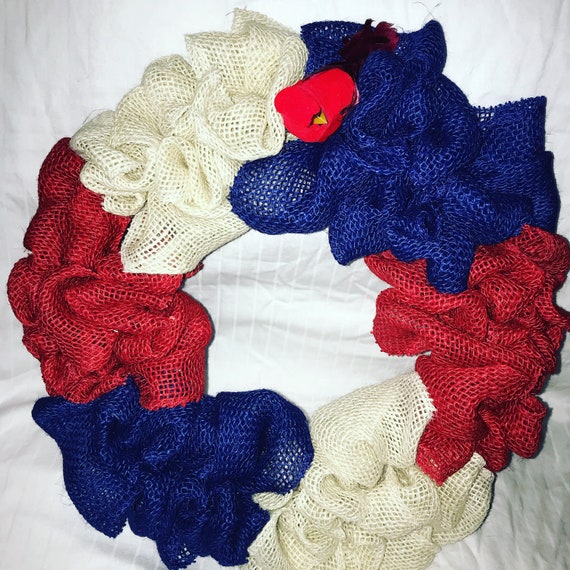 Red White And Blue Wreath With Cardinal Etsy