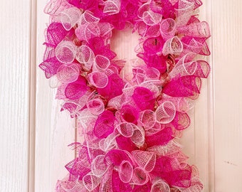 Awareness Ribbon Wreath Pink Breast Cancer