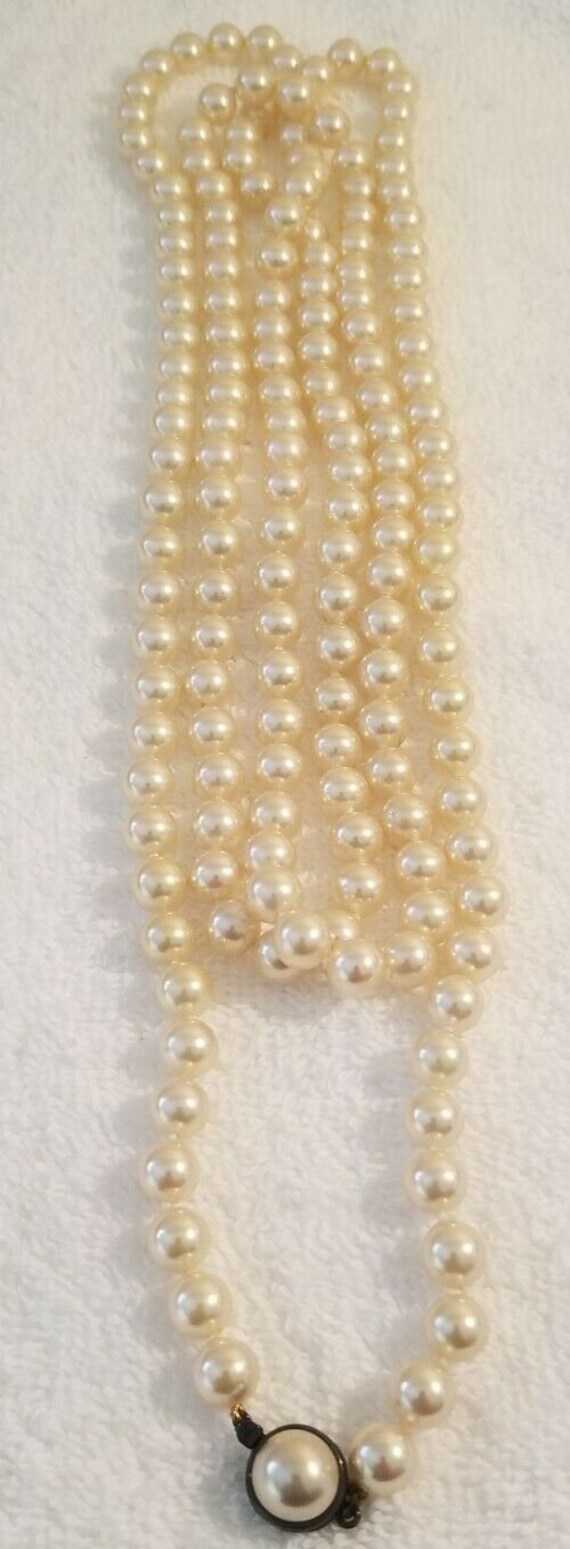 Beautiful 925 Bead Pearl 58" Opera Vintage Necklac