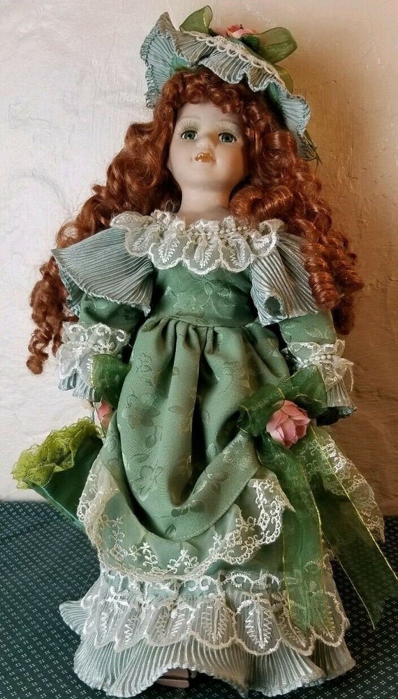 porcelain doll green dress