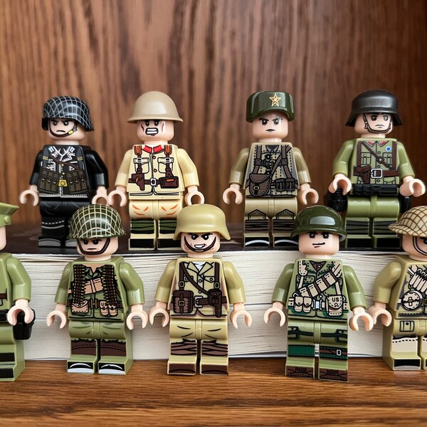 Custom World War 2  Soldier Minifigure Custom Print Minifigure Collectible Minifigure Unbranded