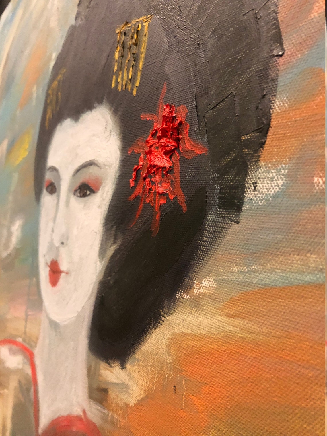 Geisha Abstract oil painting original large Portrait Etsy