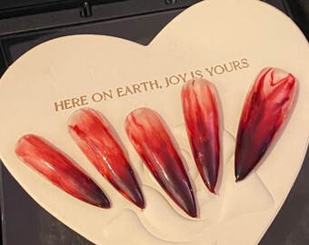 Bloody vampire handmade artistic press on nail, luxury spa quality, halloween, goth, spooky, art